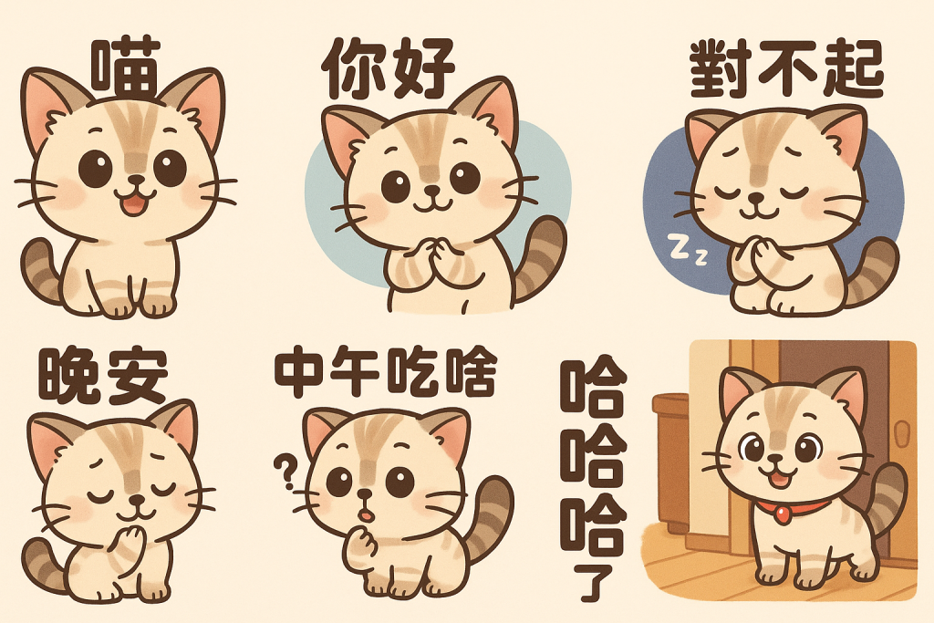 LINE貼圖示範圖。